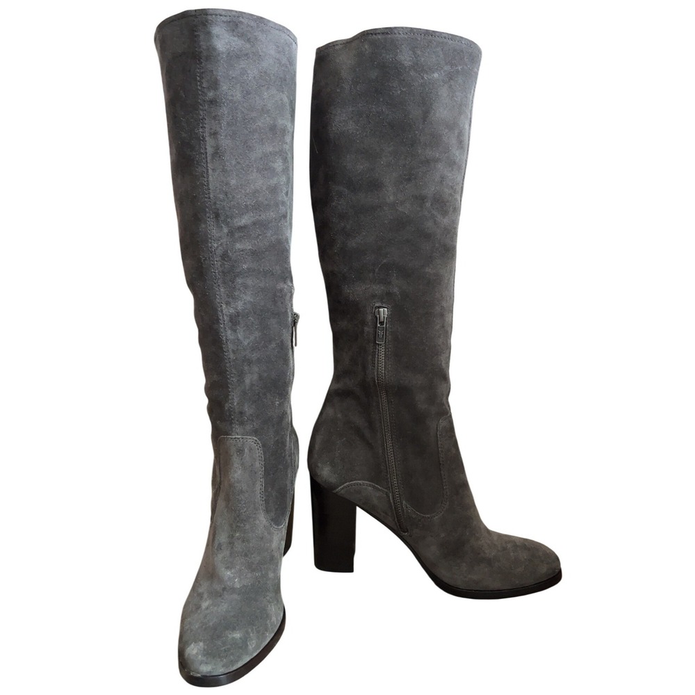 FRYE Claude Tall zip boots shoes smoke‎ grey US 9.5